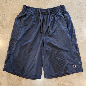 Champion Basketball Shorts Athletic Gray Striped Polyester (Size: M)